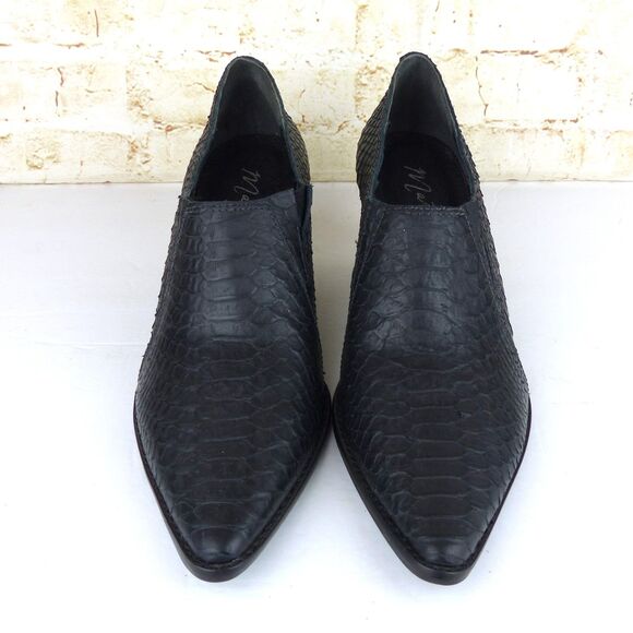 Matisse Boots Women 10M Black Snake Embossed Leather Pointed Toe Low Cut Western - Picture 4 of 13